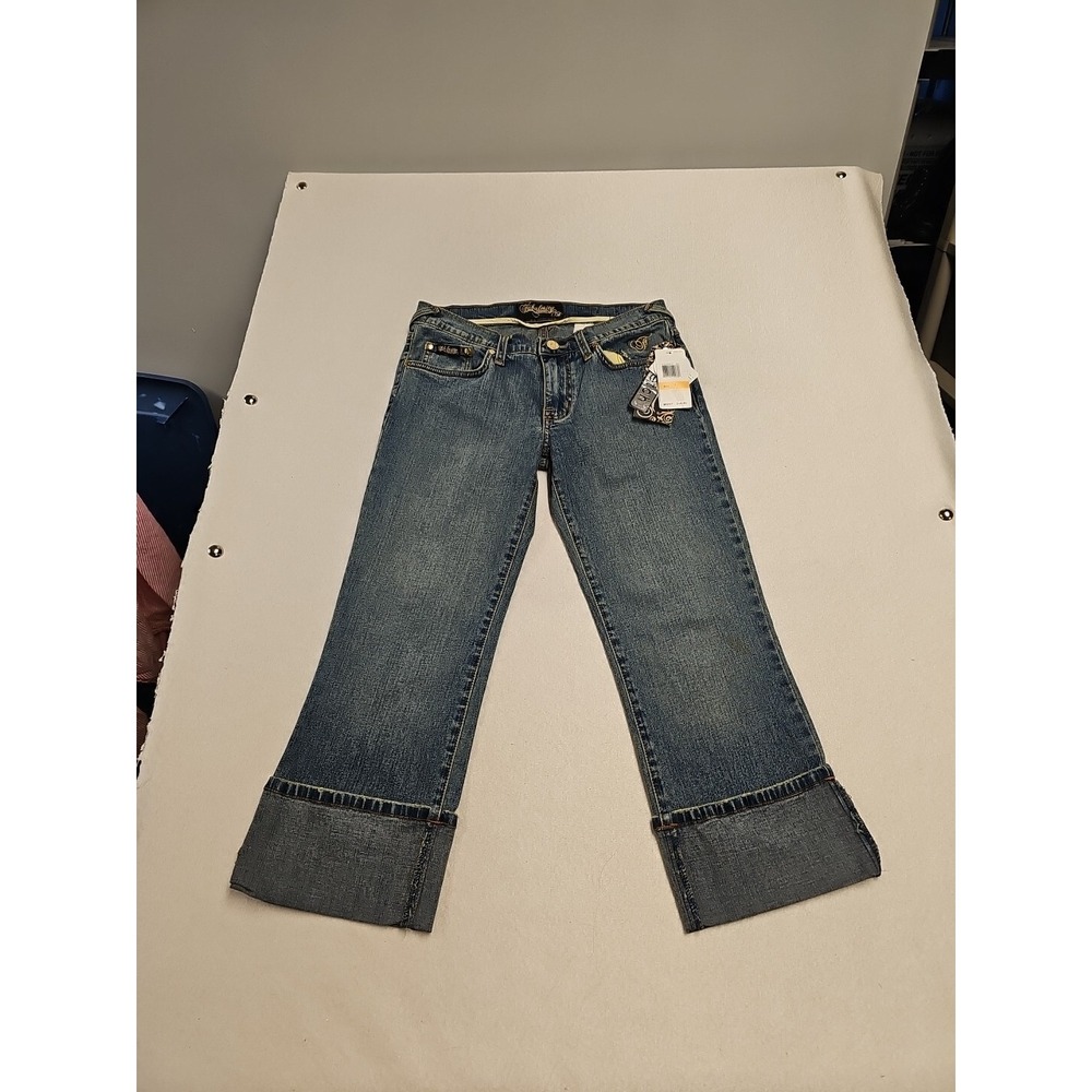 Fabulosity Denim Capri Stretch Juniors size 7 Embellished Pockets NEW